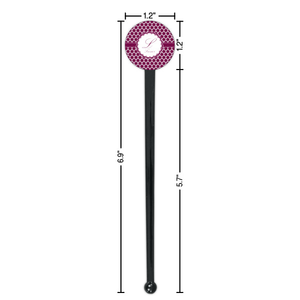 Custom Design - Black Plastic 7" Stir Stick - Round - Dimensions