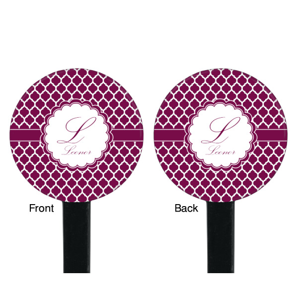 Custom Design - Black Plastic 7" Stir Stick - Double Sided - Round - Front & Back