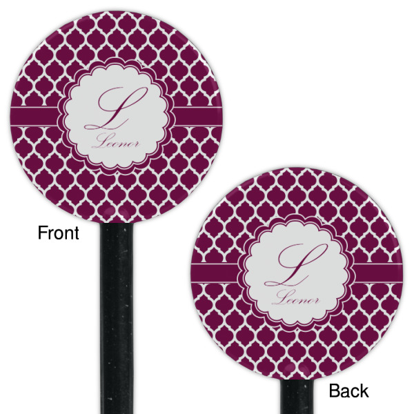 Custom Design - Black Plastic 5.5" Stir Stick - Double Sided - Round - Front & Back