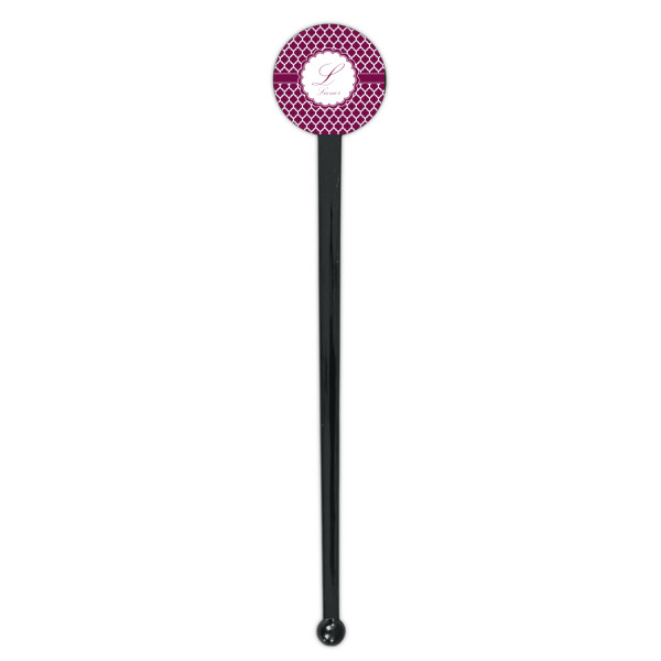 Custom Design - Black Plastic 7" Stir Stick - Round - Single Stick