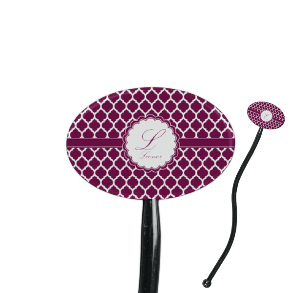 Custom Moroccan 7" Oval Plastic Stir Sticks - Black - Single Sided (Personalized)