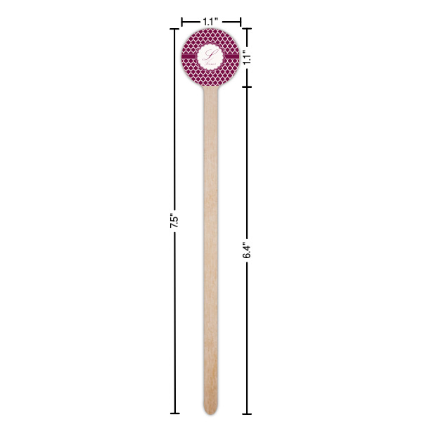 Custom Design - Wooden 7.5" Stir Stick - Round - Dimensions