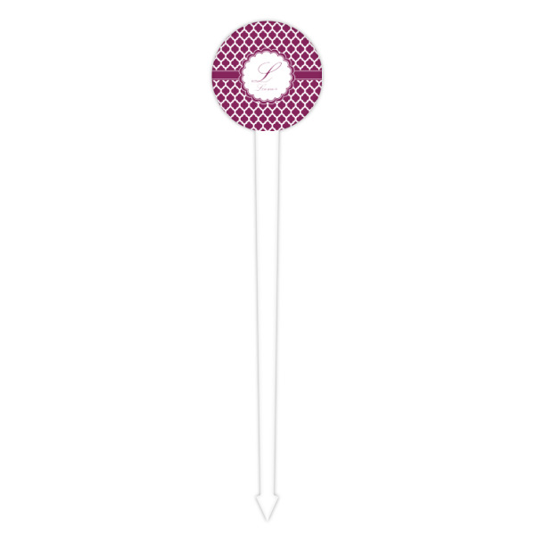 Custom Design - White Plastic 4" Food Pick - Round - Single Pick