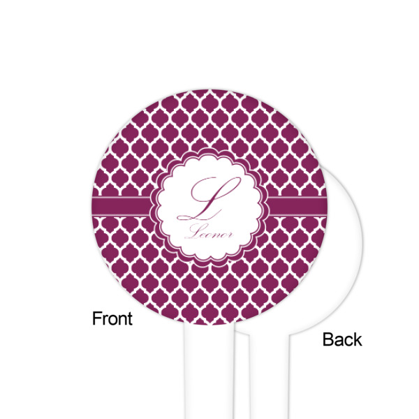 Custom Design - White Plastic 4" Food Pick - Round - Single Sided - Front & Back