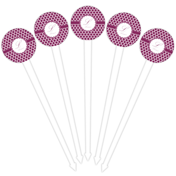 Custom Design - White Plastic 4" Food Pick - Round - Fan View