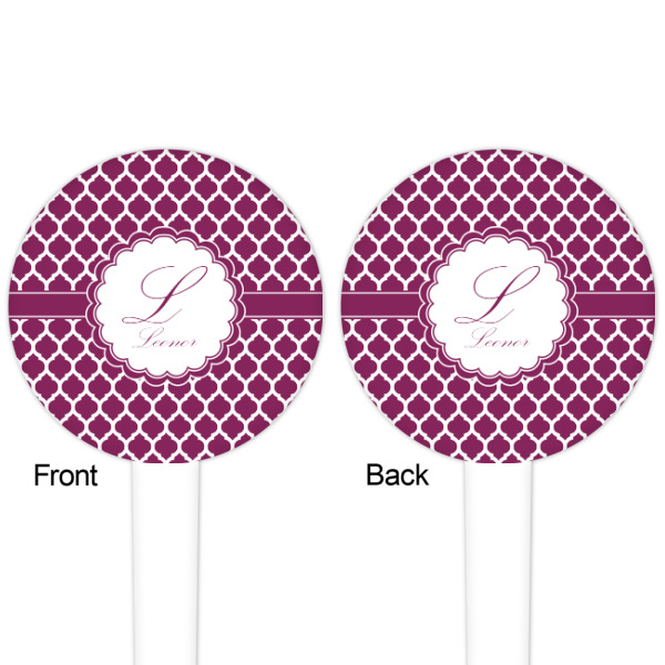 Custom Design - White Plastic 4" Food Pick - Round - Double Sided - Front & Back