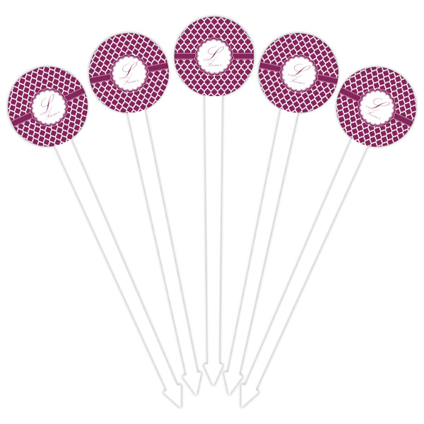 Custom Design - White Plastic 6" Food Pick - Round - Fan View