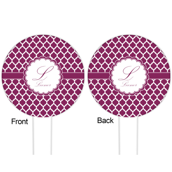 Custom Design - White Plastic 6" Food Pick - Round - Double Sided - Front & Back