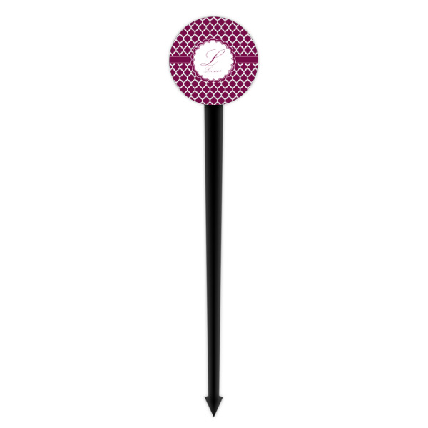 Custom Design - Black Plastic 4" Food Pick - Round - Single Pick