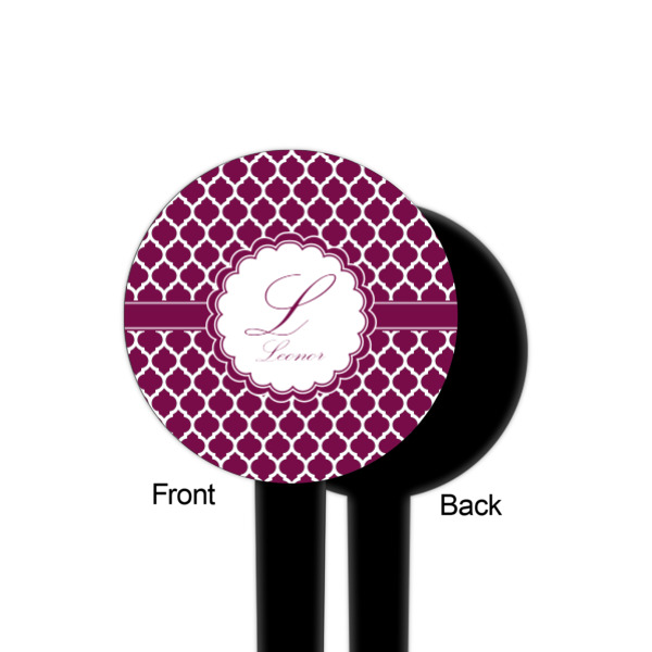 Custom Design - Black Plastic 4" Food Pick - Round - Single Sided - Front & Back