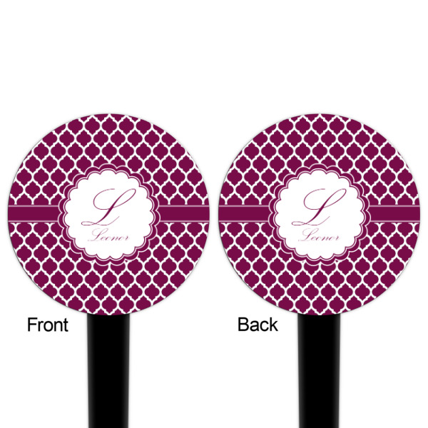 Custom Design - Black Plastic 4" Food Pick - Round - Double Sided - Front & Back
