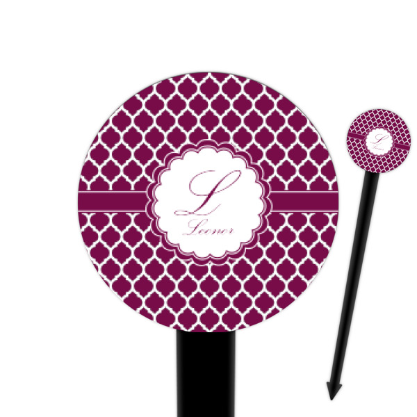 Custom Moroccan 6" Round Plastic Food Picks - Black - Single Sided (Personalized)