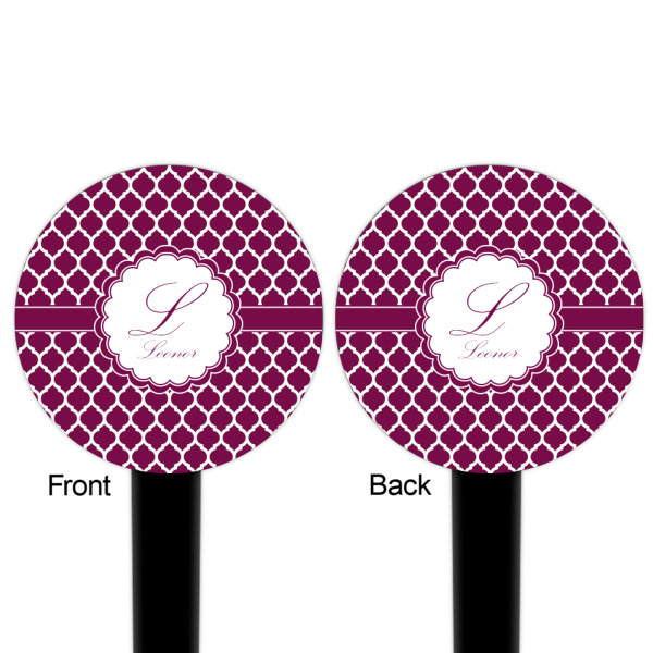 Custom Design - Black Plastic 6" Food Pick - Round - Double Sided - Front & Back