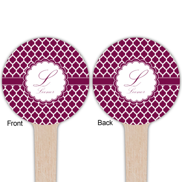 Custom Design - Wooden 4" Food Pick - Round - Double Sided - Front & Back