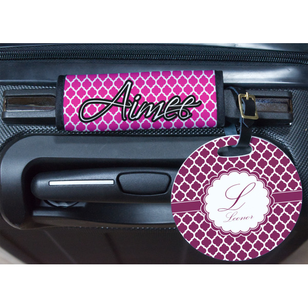 Custom Design - Round Luggage Tag & Handle Wrap - In Context
