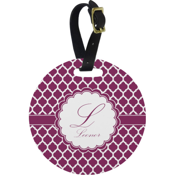 Custom Moroccan Plastic Luggage Tag - Round (Personalized)