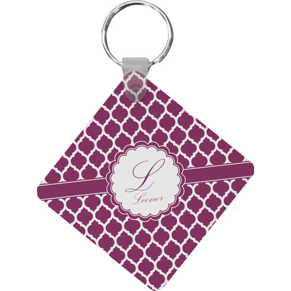Custom Moroccan Diamond Plastic Keychain w/ Name and Initial