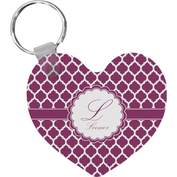Custom Moroccan Heart Plastic Keychain w/ Name and Initial