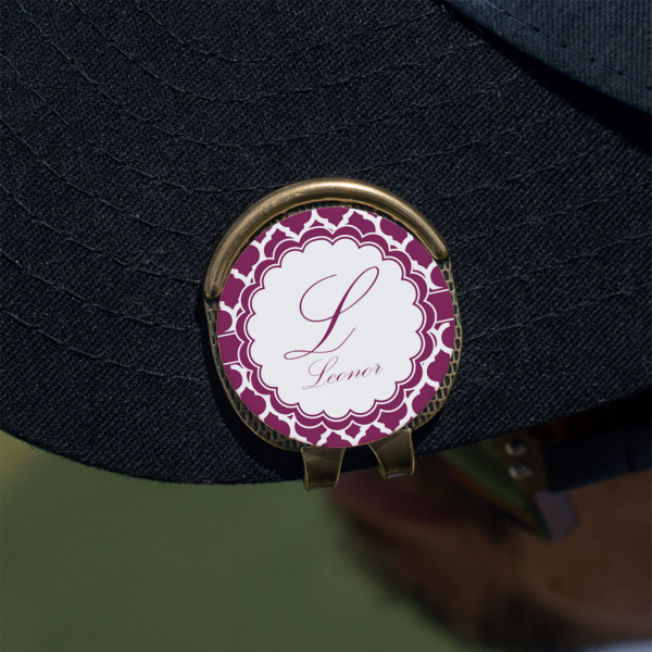 Custom Design - Golf Ball Marker Hat Clip - Gold - On Hat