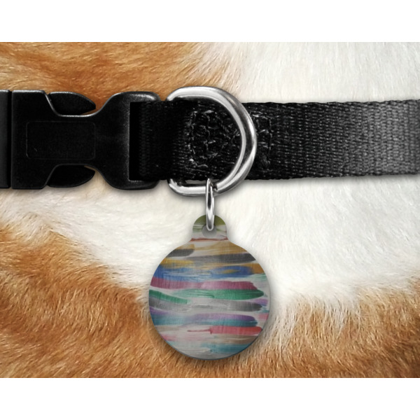 Custom Design - Round Pet Tag on Collar & Dog