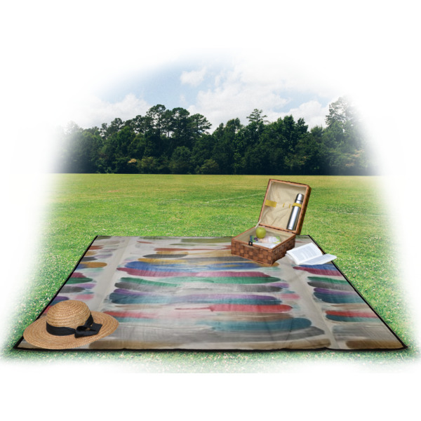 Custom Design - Picnic Blanket - with Basket Hat and Book - in Use