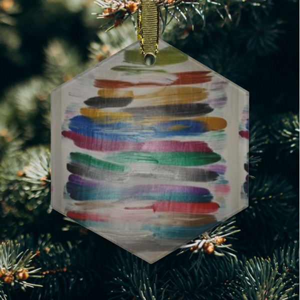 Custom Design - Frosted Glass Ornament - Hexagon (Lifestyle)