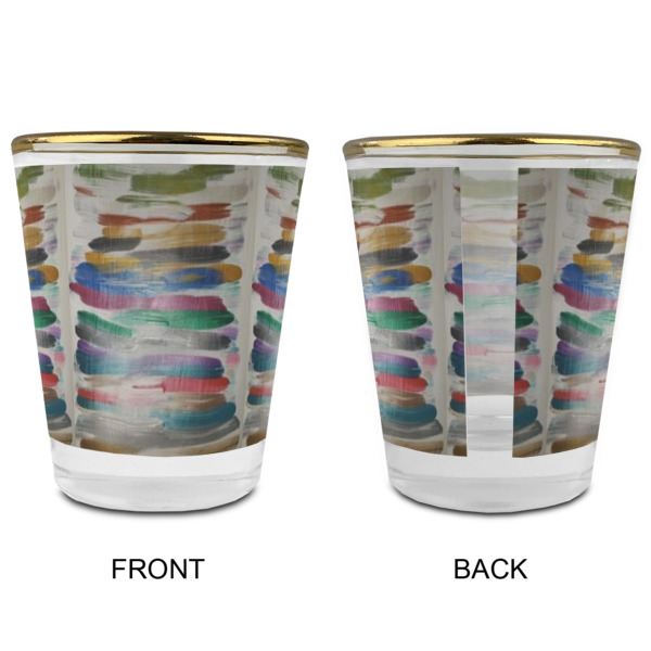 Custom Design - Glass Shot Glass - Gold Rim - Front & Back