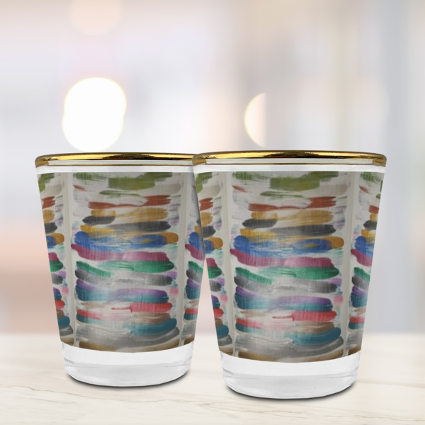 Custom Design - Glass Shot Glass - Gold Rim - Lifestyle