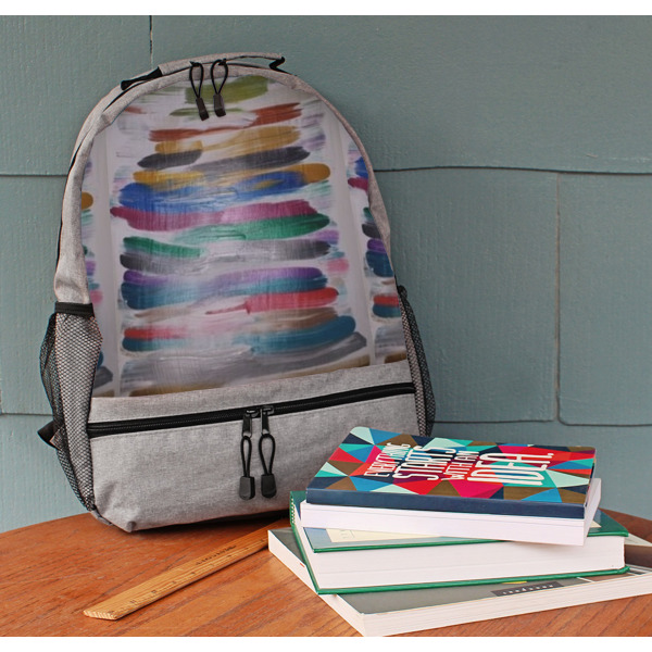 Custom Design - Large Backpack - Gray - On Desk