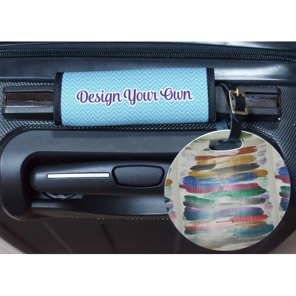 Custom Design - Round Luggage Tag & Handle Wrap - In Context
