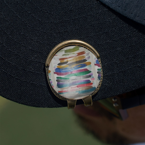 Custom Design - Golf Ball Marker Hat Clip - Gold - On Hat