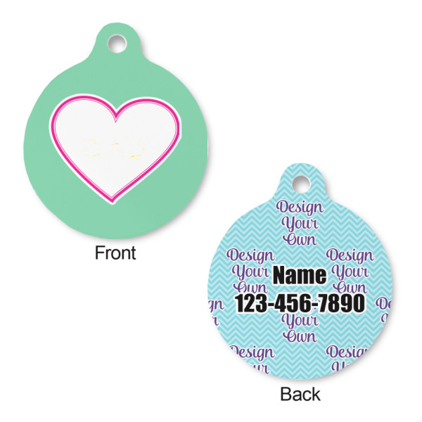 Custom Design - Round Pet ID Tag - Small - Front & Back View