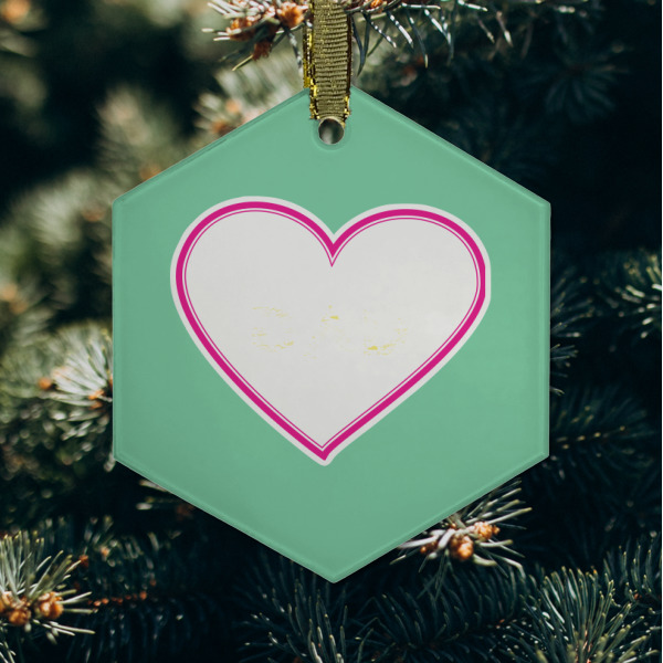 Custom Design - Frosted Glass Ornament - Hexagon (Lifestyle)