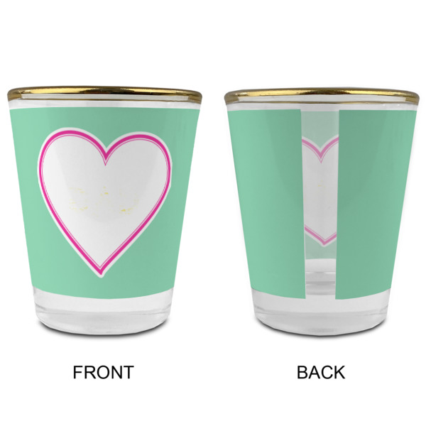 Custom Design - Glass Shot Glass - Gold Rim - Front & Back
