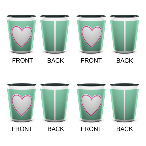 Custom Design - Ceramic Shot Glasses - Two Tone - Set of 4 - Front & Back