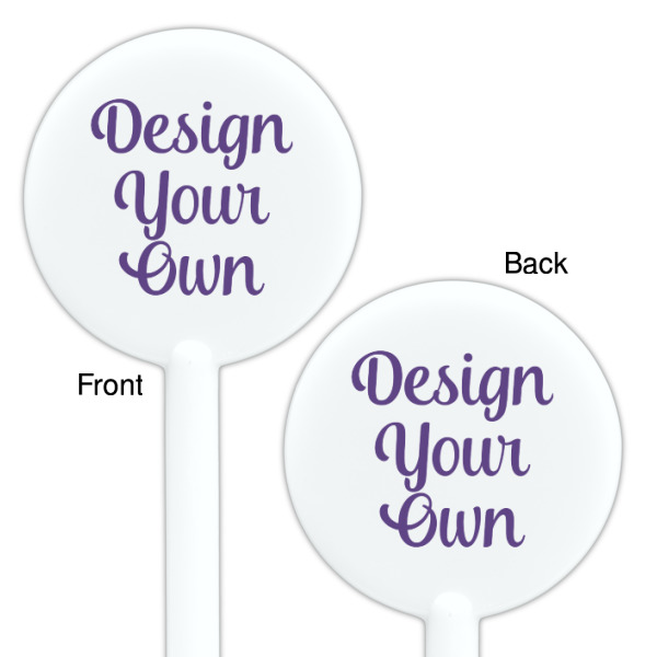 Custom Design - White Plastic 5.5" Stir Stick - Double Sided - Round - Front & Back