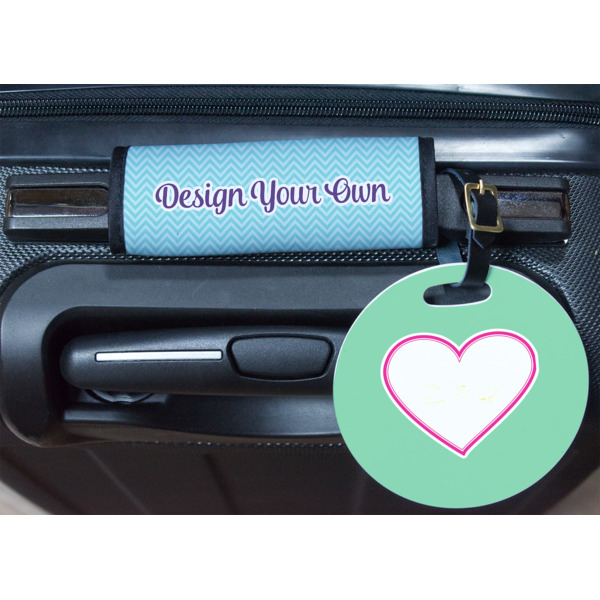Custom Design - Round Luggage Tag & Handle Wrap - In Context
