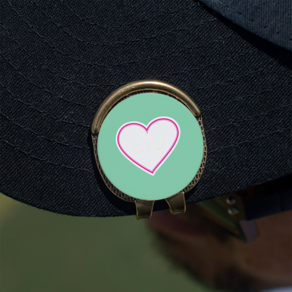 Custom Design - Golf Ball Marker Hat Clip - Gold - On Hat