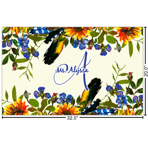 Custom Sunflowers Indoor / Outdoor Rug - Custom Size w/ Name and Initial