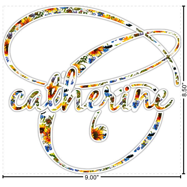 Custom Sunflowers Name & Initial Decal - Up to 9"x9" (Personalized)