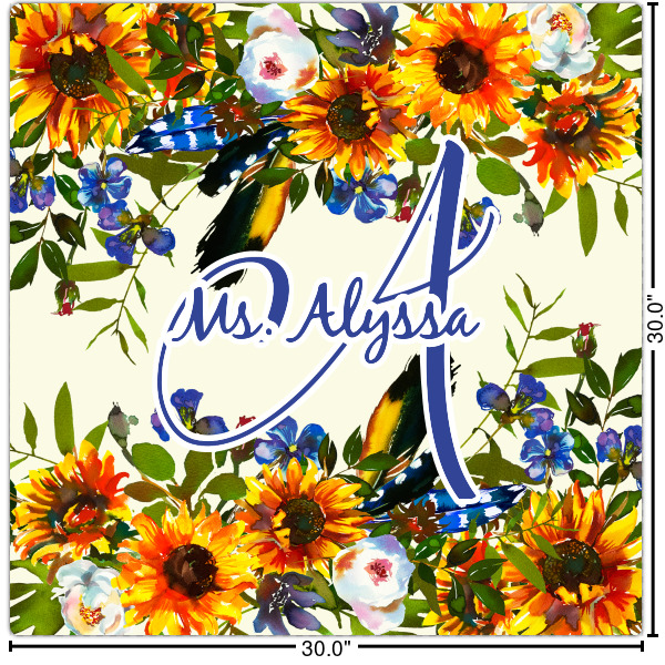 Custom Sunflowers Square Decal - XLarge (Personalized)
