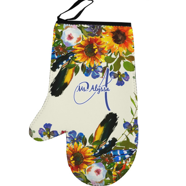 Custom Sunflowers Left Oven Mitt (Personalized)