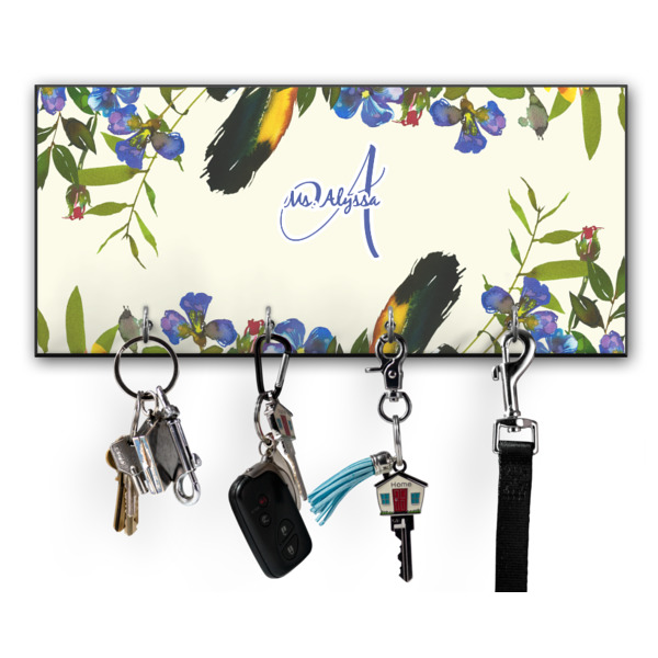 Custom Sunflowers Key Hanger w/ 4 Hooks w/ Name and Initial