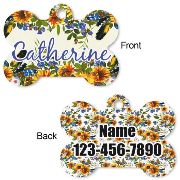 Custom Design - Bone Shaped Dog ID Tag - Small - Front & Back View