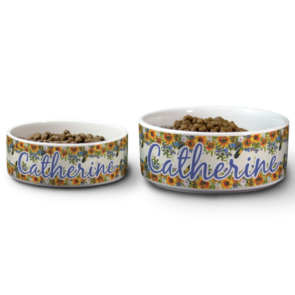 Custom Design - Ceramic Dog Bowls - Size Comparison