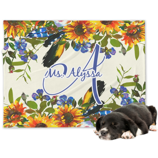 Custom Sunflowers Dog Blanket - Large (Personalized)