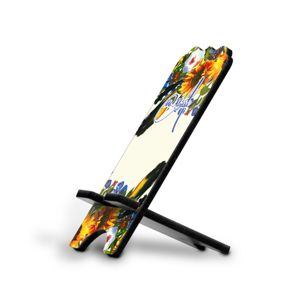 Custom Sunflowers Stylized Cell Phone Stand - Small w/ Name and Initial