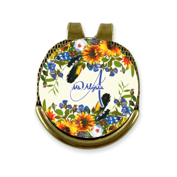 Custom Design - Golf Ball Marker Hat Clip Gold - Front