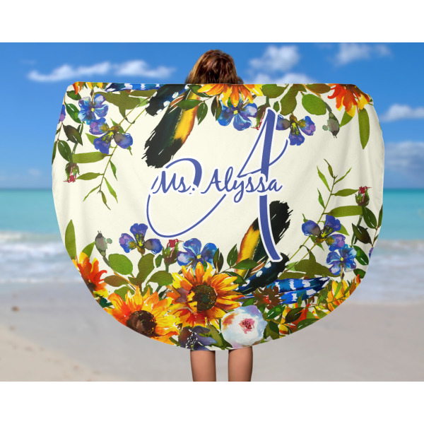 Custom Design - Round Beach Towel - In Use