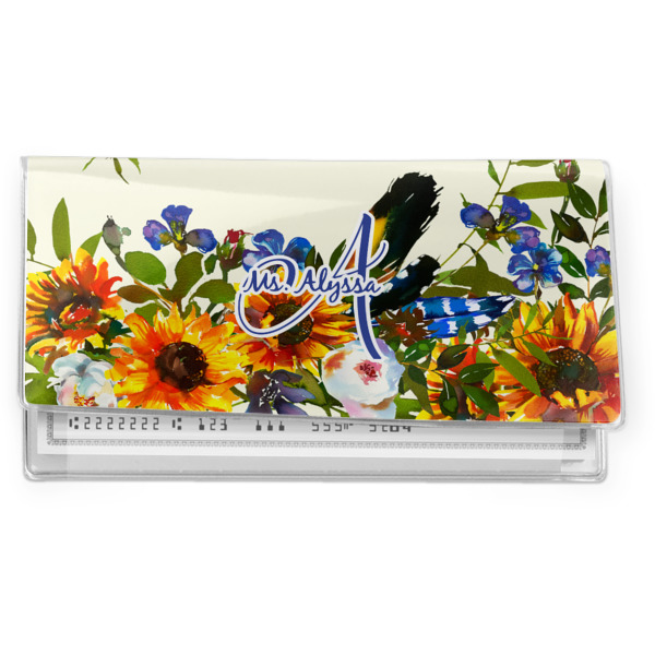 Custom Sunflowers Vinyl Checkbook Cover (Personalized)